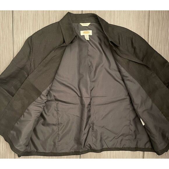 Talbots Black 100% Pure Irish Linen Open Front Blazer Jacket Womens Size 12 - Picture 2 of 5